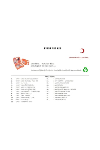 Büyük Boy İlk Yardım Seti First Aid Kit