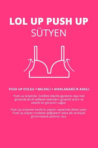 Lol Up Push Up Balenli Sütyen 3'lü Paket Çok Renkli