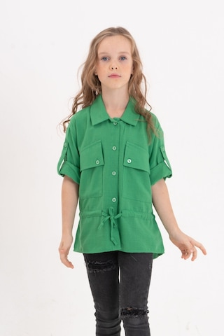 Kız Çocuk Kuşaklı Gömlek 3080 Yeşil