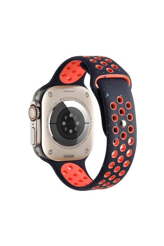 Apple Watch Uyumlu 7 45mm Kordon Yeni Seri 2023 Krd-02 Silikon Strap Kayış - Lacivert