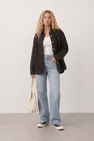 Kadın Gömlek Yaka Oversize Kahverengi Jean Ceket