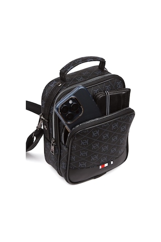 Erkek Siyah Desenli El Ve Omuz Çantası Siyah