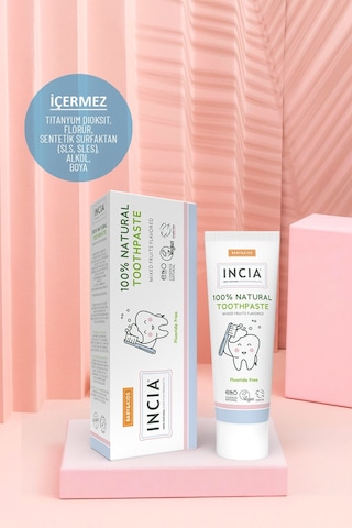 INCIA %100 Doğal Diş Macunu Bebek ve Çocuk Karışık Meyve Aromalı Florürsüz 50 Ml