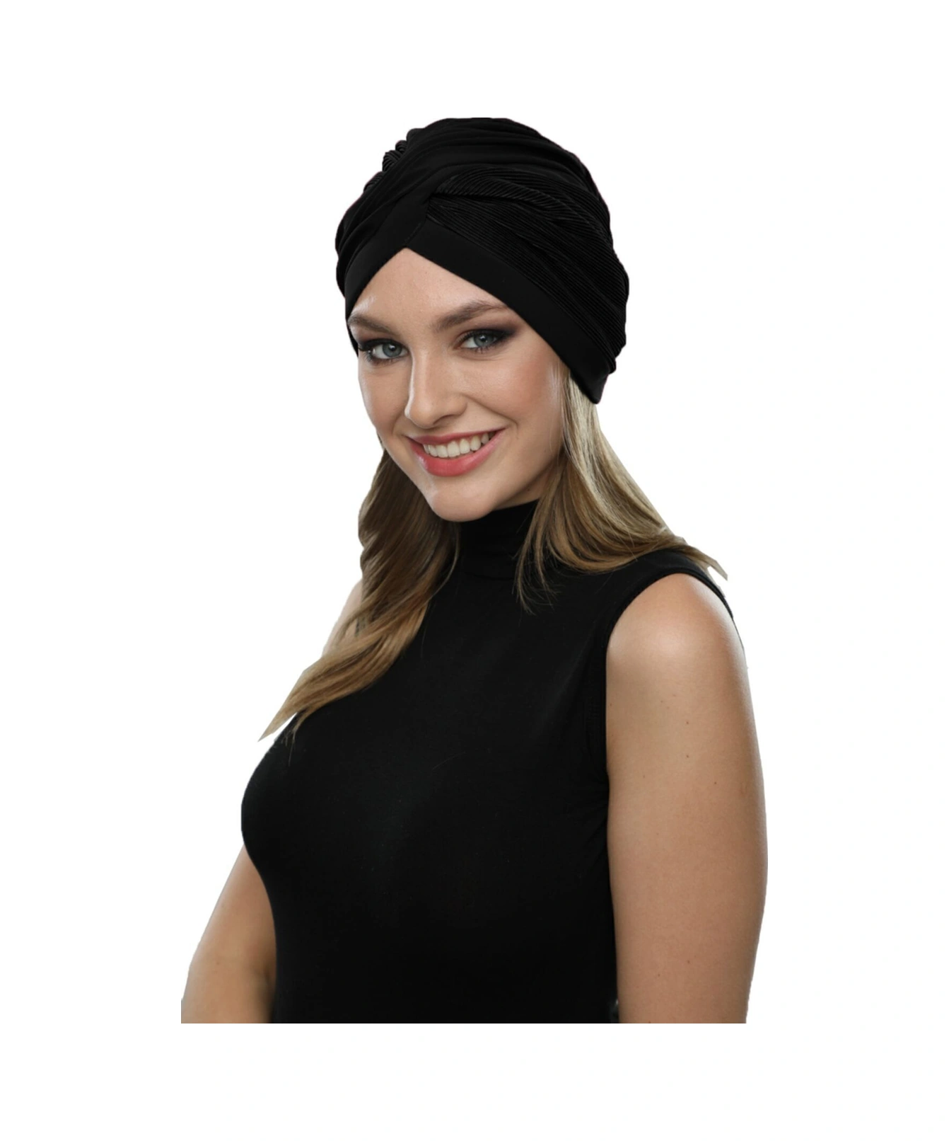 Çapraz Plise Astarlı Hazır Türban Ve Tesettür Bonesi Siyah