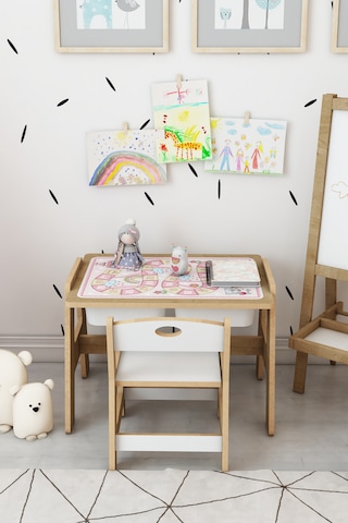 Lesson Montessori Ahşap Aktivite Masa Sandalye Takımı Pembe