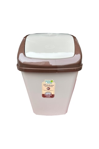 Polytime Klink Sallanır Kapak Ofis Banyo Mutfak Bahçe Çöp Kutusu Kovası / 20 Litre / Krem / 47x30x23 Cm. Krem