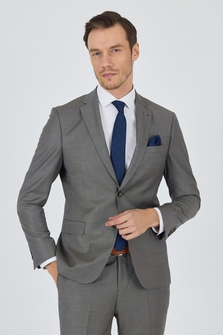 İmza Lacivert Mono Yaka Düz 2 Düğme Classic Yünlü Slim Fit Takım Elbise 1001250175 Lacivert