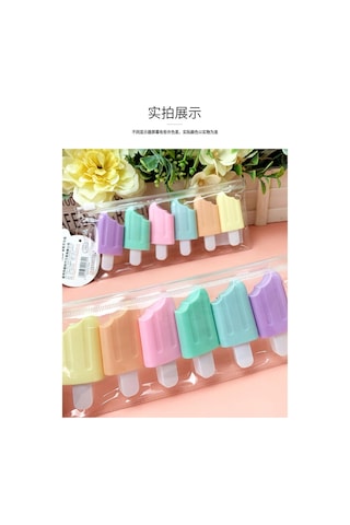 6'lı Dondurma Fosforlu Kalem - Çok Renkli