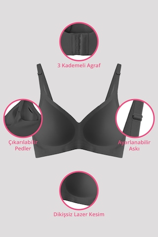 Cottonhill Seamless Bra - Soft Lazer Kesim Balensiz Ayarlanabilir Askılı Dikişsiz Kadın Sütyen 2'li Paket Çok Renkli