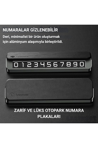 Polham Deri Ve Metal Araç İçi Geçici Park Telefon Numaratörü, Gizlenebilir Numaratör, Manyetik Numaralı