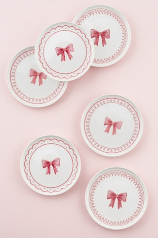 Bernardo Ribbon 6 Parça Pasta Takımı Beyaz - Pembe