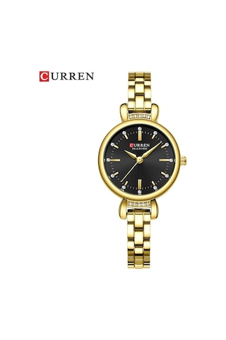 Yingfu Çelik Kordonlu Kadın Saat - Curren 9098 Siyah Altın Altın