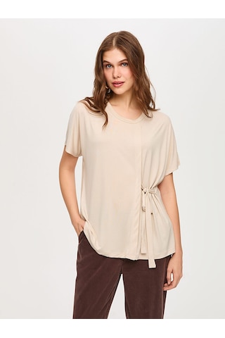 Faik Sönmez Beli Bağcık Detaylı Yuvarlak Yaka Modallı Tunik T-shırt S26tsh077 Us26tsh07772 Taş