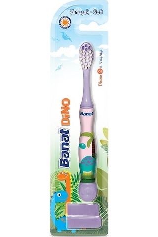 Banat Dino 2+ Yaş Kapaklı Çocuk Diş Fırçası Soft