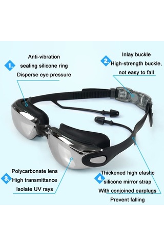 Haızıd Hd Buğu Önleyici Su Geçirmez Miyopi Yüzme Gözlüğü, Renk: Miyopi 350 Derece Çok Renkli