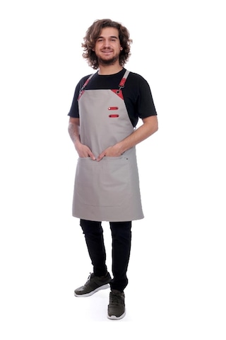 Formteks Deri Takviyeli Boydan Önlük Kırmızı-kahve Derili