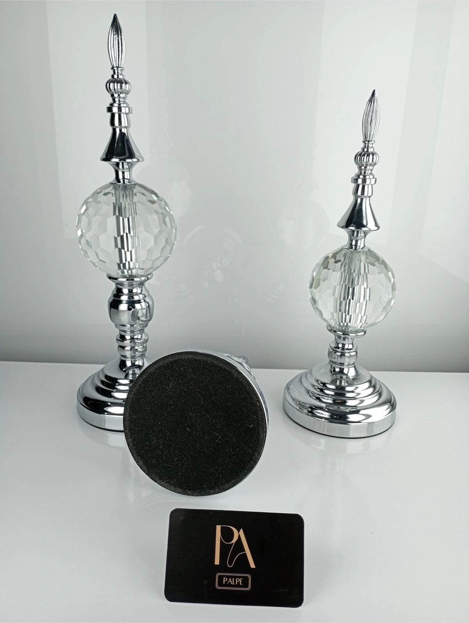 Alm-krşk-krm Kristal 3lü Metal Dekoratif Obje Biblo Süs Eşya Salon Aksesuar Tv Sehpa Masa Konsol Ofis Salon Dekor