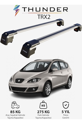 Seat Altea Xl 2006-2015 Trx2 Thunder Carrier Kilitli Ara Atkı Taşıyıcı Tavan Barı Siyah