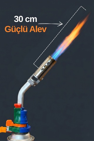Kıng Profesyonel Multifonksiyonel Otomatik Gaz Pürmüz Başlık Torch Tkt-205 Mavi - Turuncu