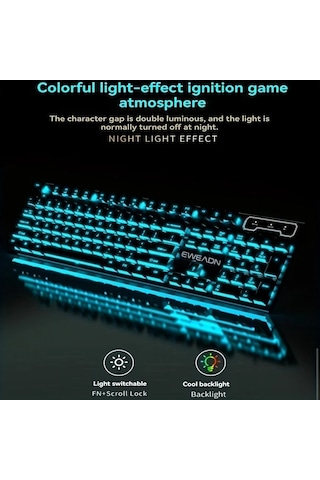 Techbloom Yeni Gx30z Kablolu Klavye Mekanik Hissi Kablolu Rainbow Ice Blue Işıklı Black Wired Classic Ice Blue Light Single Keyboard Diğer