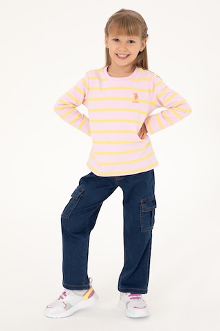 U.S. Polo Assn. Kız Çocuk Pembe Bisiklet Yaka Sweatshirt 50296376-VR041