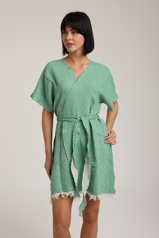 Life For Moda Kadın Kuşaklı Müslin Pareo Kimono P 80 Yeşil
