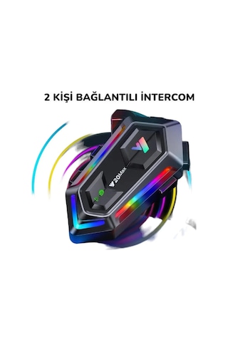 Kask Interkom Rgb Işıklı Çift Bağlantı Siri Bluetooth Mikrofon Kulaklık Stereo Motorsiklet