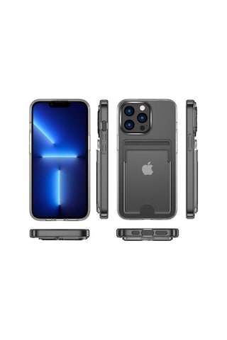 Apple iPhone Uyumlu 12 Pro Sert Kart Girişli Şeffaf Premium Silikon Kılıf Col1467-şeffaf