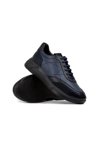 Deery Hakiki Deri Lacivert Erkek Sneaker Ayakkabı - 01962Mlcve01 Lacivert