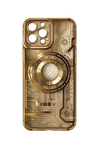 İphone 14 Pro Max Uyumlu Gold Şeffaf Renkli Kılıf Altın