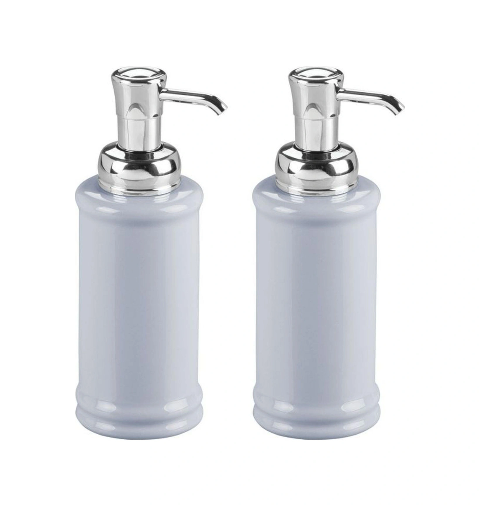 2 Adet Porselen Sıvı Sabunluk Gri 7x7x20cm 355ml Çok Renkli