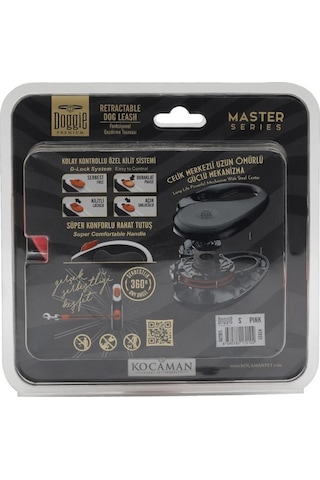 Doggie Master Small Otomatik Tasma 5 Metre Pembe