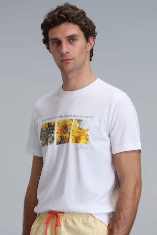 Lufian Erkek June Modern Grafik T-shirt 111020192 Beyaz
