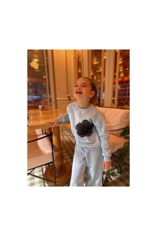 Yale Kids Kız Çoçuk Çiçek Tasarım 2 Li Takım Mavi