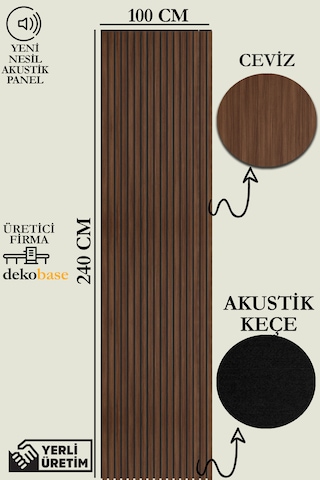 100x240 Cm Ceviz Renk Akustik Ahşap Duvar Paneli
