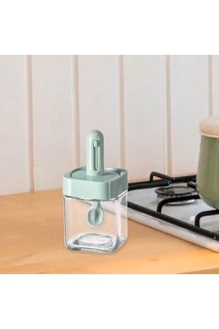 Suntek Baharat Kavanoz Mutfak Malzemeleri Mini Şeffaf Yeşil