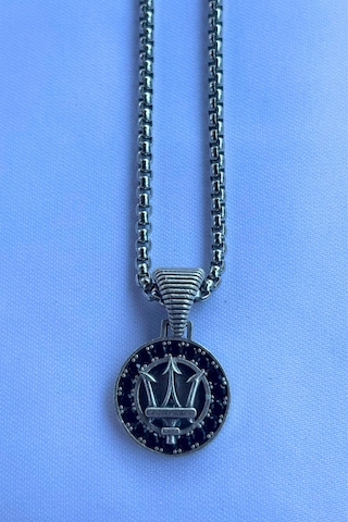 Mızraklı El İşçiliği Paslanmaz Çelik Zincir Erkek Kolye Gümüş