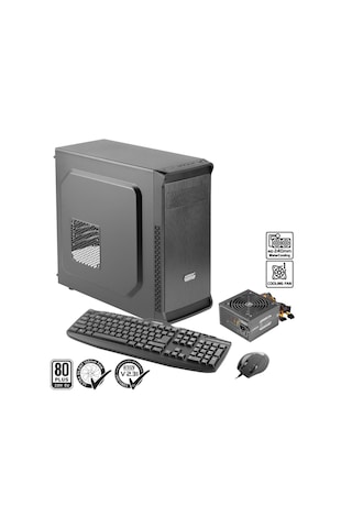 Green Oraman Plus 1x120mm 1x3.0 2x2.0 Usb Bilgisayar Kasası 300w 80+ Standart Sertifikalı Ups + Klavye + Mouse