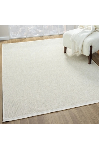 Krem Beyaz Kalın Dokuma Modern Halı - L664krbo Krem - Beyaz