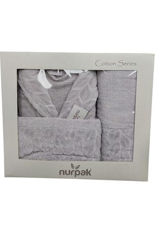 Nurpak Tek Kişilik Bornoz Seti Şalyaka-hazal Gri Beden Xl-xxl Gri