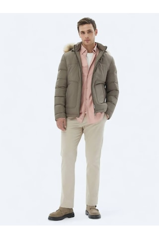 Kip Vizon Regular Fit Kapüşonlu Casual Dokuma Mont VIZON