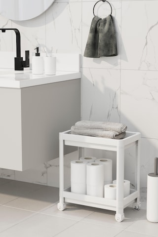 2 Katlı Düzenleyici Mutfak Rafı Banyo Rafı, Dolap Tezgah Altı Evye Altı Deterjanlık - Beyaz Beyaz