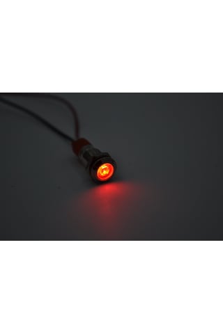 Kablolu 8mm Mini Metal Kırmızı Göz Lamba Led 12v 24v