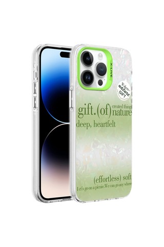 Zeyline Apple Uyumlu iPhone 14 Pro Max Mermer Desenli Zore Marbello Kapak-yeşil
