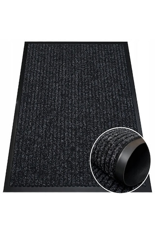 Oluklu Siyah Çamur Kazıyıcı Sıyırıcı Kapı Önü Paspası 60x90