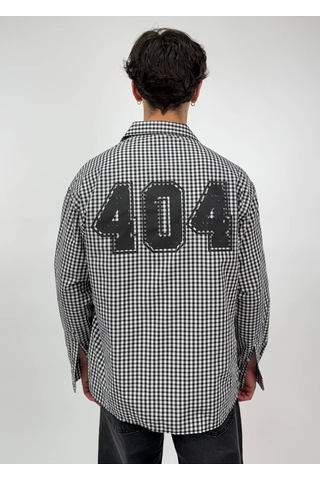 Zaee 404 Baskılı Kareli Oversize Gömlek siyah