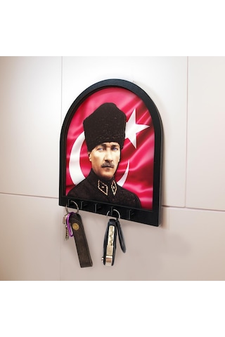 Cajuart Boyutlu Kabartma Tasarım Atatürk Bayrak Tema Anahtarlık Duvar Askılık Dekor