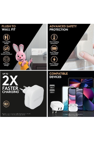 Duracell 24W 2XUSB Telefon/Tablet Şarj Cihazı