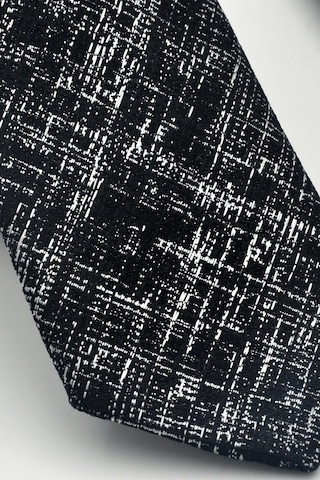 Gaffy Beyaz Kırcıl Desenli Siyah Dokuma Kumaş Mendilli Slim Fit Kravat // Sdk-2610-1 Siyah