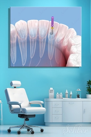 Endodontik Kök Kanal Tedavi Sürecinin 3d Tıbbi İllüstrasyonu Yatay Kanvas Tablo Tekli 3746 Çok Renkli